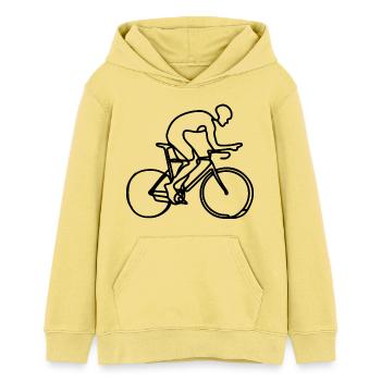 Dessin cycliste - Sweat à capuche ado bio Stanley/Stella - jaune viva  - Devant - AI Model Teenager Female light (150cm)
