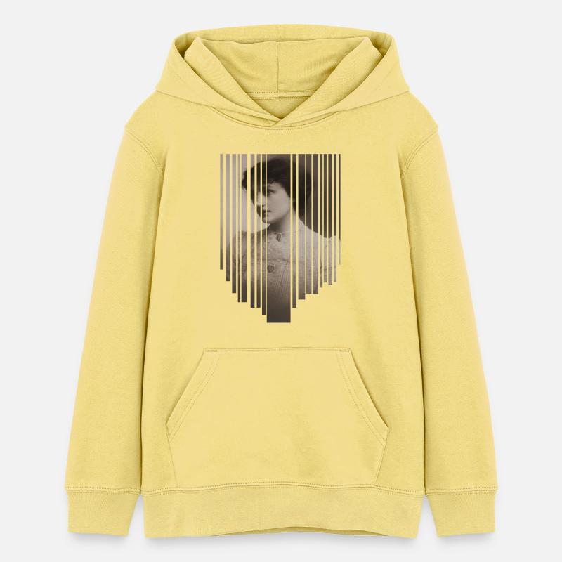 Portrait vintage avec bande de code-barres - Sweat à capuche ado bio Stanley/Stella - jaune viva 
