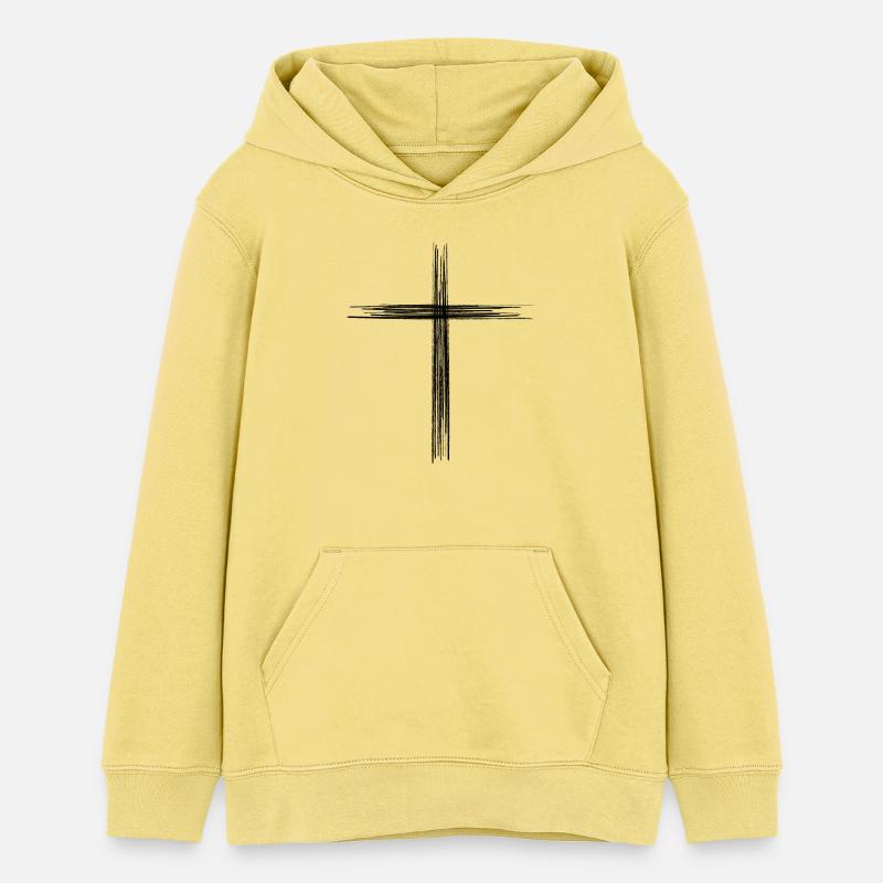 Jésus Croix - Sweat à capuche ado bio Stanley/Stella - jaune viva