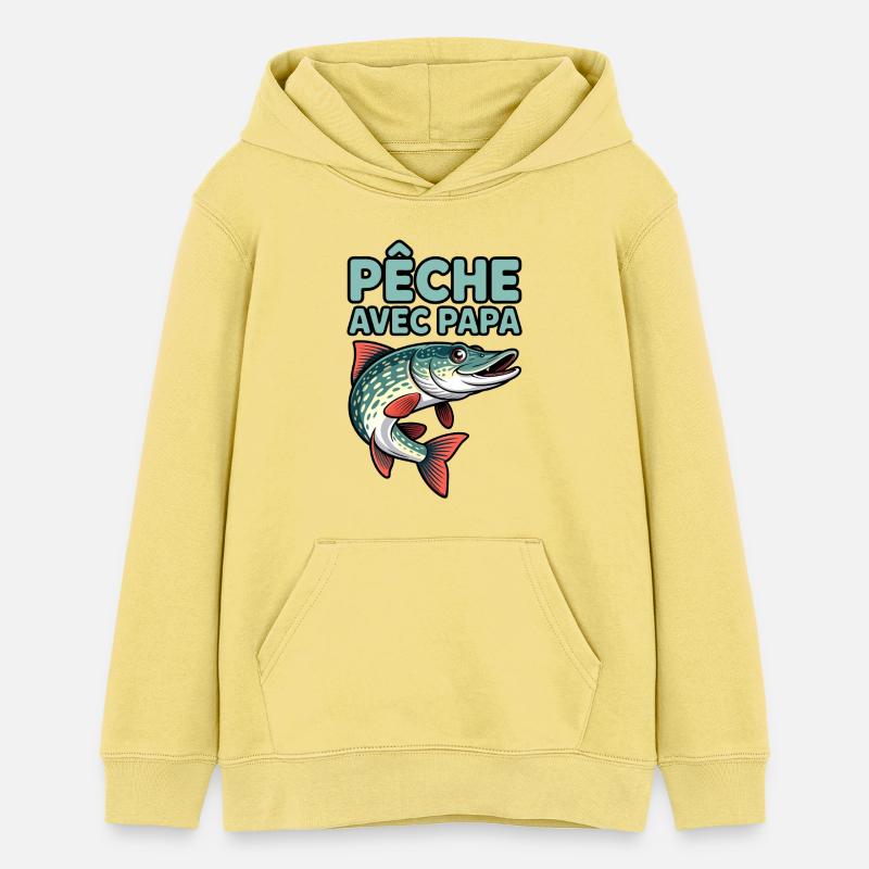 Poisson peche avec papa - Sweat à capuche ado bio Stanley/Stella - jaune viva 