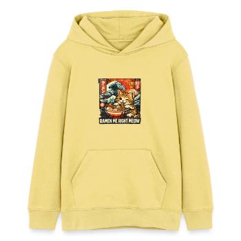 Ramen Katze Kanagawa - Teenager Organic Hoodie Mini Cruiser von Stanley/Stella - Gelb Viva  - Vorne - AI Model Teenager Female light (150cm)