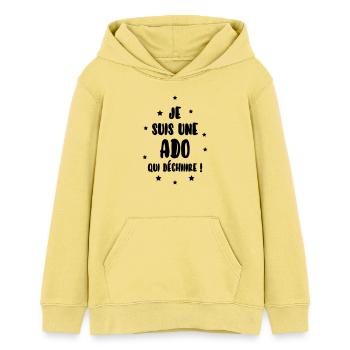 adolescent / enfant / ado / adolescente - Sweat à capuche ado bio Stanley/Stella - jaune viva  - Devant - AI Model Teenager Female light (150cm)