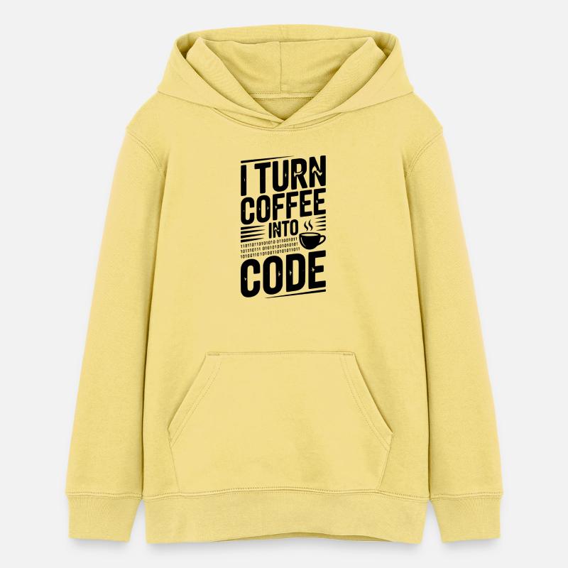 Je transforme le café en code - Sweat à capuche ado bio Stanley/Stella - jaune viva 