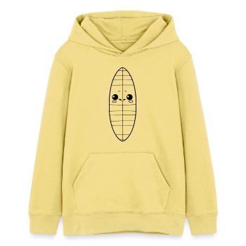 Planche de surf Look bande dessinée - Sweat à capuche ado bio Stanley/Stella - jaune viva  - Devant - AI Model Teenager Female light (150cm)