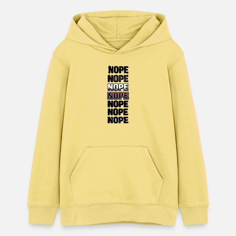Nope Neon Glitch Text Stack - Teens Organic Hoodie by Stanley/Stella - viva yellow 