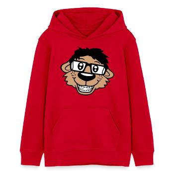 chien nerd hornglasses geek bretelles intelligent drôle - Sweat à capuche ado bio Stanley/Stella - rouge - Devant - AI Model Teenager Female dark (150cm)