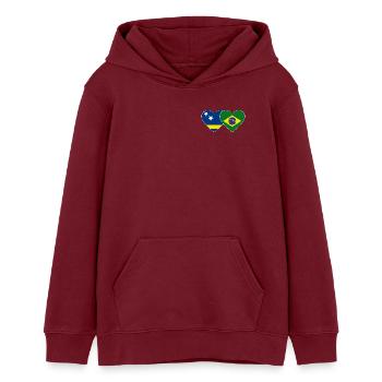 Curacao_Brasilien_Flagge_Herz - Sweat à capuche ado bio Stanley/Stella - bordeaux - Devant - AI Model Teenager Male dark (155cm)