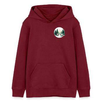 Waldtiere im Wald – Weihnachtsaquarell - Teenager Organic Hoodie Mini Cruiser von Stanley/Stella - Burgunderrot - Vorne - AI Model Teenager Male dark (155cm)