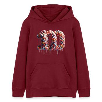 100 Years Balloons Birthday Gift - Teens Organic Hoodie by Stanley/Stella - burgundy - Front - AI Model Teenager Male dark (155cm)