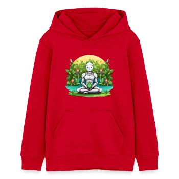Roboten-Meditation im Dschungel - Teenager Organic Hoodie Mini Cruiser von Stanley/Stella - Rot - Vorne - AI Model Teenager Female dark (150cm)