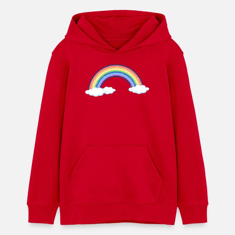 Vibrant Rainbow Over Clouds - Teens Organic Hoodie by Stanley/Stella - red