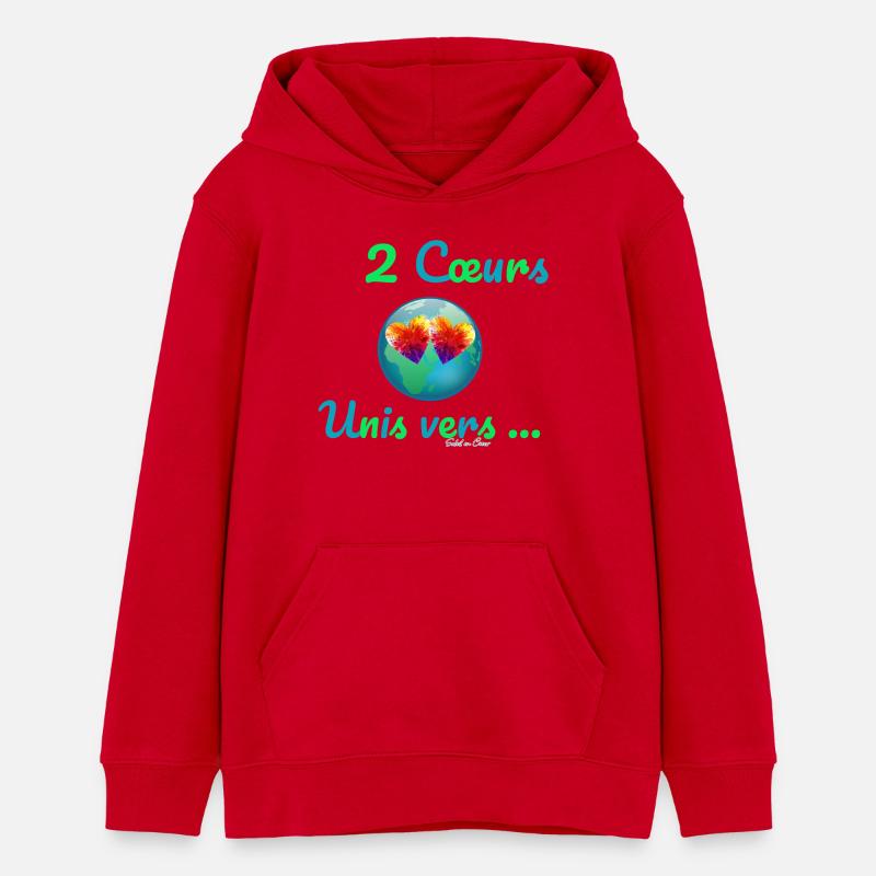 2 Cœurs Unis vers… - Sweat à capuche ado bio Stanley/Stella - rouge