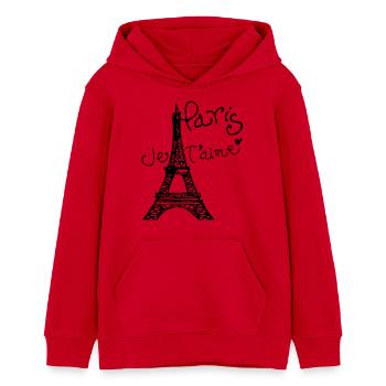 Paris Je T'aime Tour Eiffel - Sweat à capuche ado bio Stanley/Stella - rouge - Devant - AI Model Teenager Female dark (150cm)