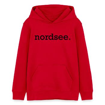 mer du Nord. - Sweat à capuche ado bio Stanley/Stella - rouge - Devant - AI Model Teenager Female dark (150cm)