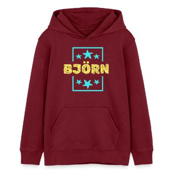 Bjoern als Geburtstag - Teenager Organic Hoodie Mini Cruiser von Stanley/Stella - Burgunderrot - Vorne - AI Model Teenager Male dark (155cm)