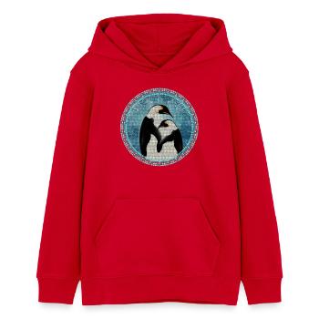 deux pingouins magiques en mosaïque - Sweat à capuche ado bio Stanley/Stella - rouge - Devant - AI Model Teenager Female dark (150cm)