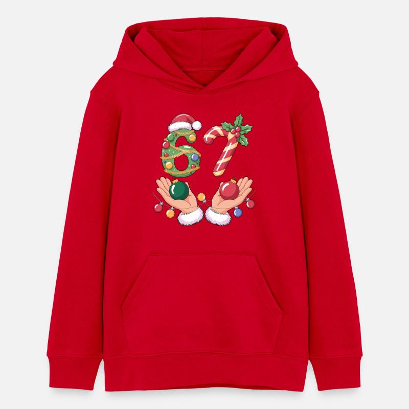 T-shirt de Noël mème 6-7 - Sweat à capuche ado bio Stanley/Stella - rouge