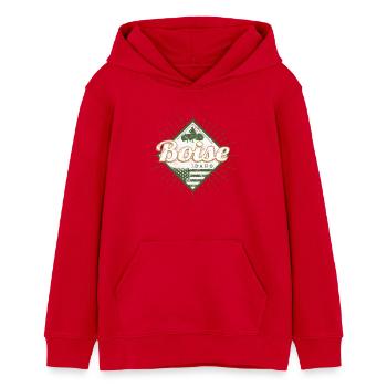 Boise City, Idaho, États-Unis, Vintage USA - Sweat à capuche ado bio Stanley/Stella - rouge - Devant - AI Model Teenager Female dark (150cm)