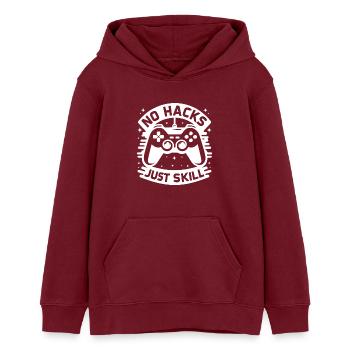 Pas de hacks, juste de l’habileté - Sweat à capuche ado bio Stanley/Stella - bordeaux - Devant - AI Model Teenager Male dark (155cm)