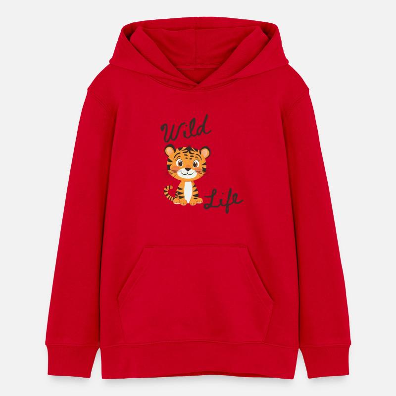Vie sauvage - Tigre mignon - Sweat à capuche ado bio Stanley/Stella - rouge