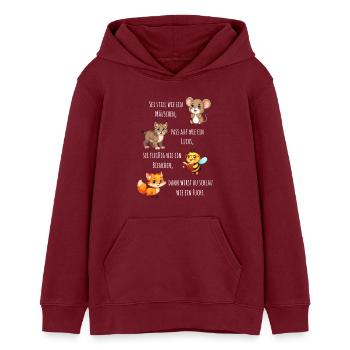Schlau wie ein Fuchs - Motivation Einschulung  - Teenager Organic Hoodie Mini Cruiser von Stanley/Stella - Burgunderrot - Vorne - AI Model Teenager Male dark (155cm)