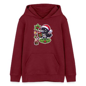 Festive Crow Fester - Teenager Organic Hoodie Mini Cruiser von Stanley/Stella - Burgunderrot - Vorne - AI Model Teenager Male dark (155cm)