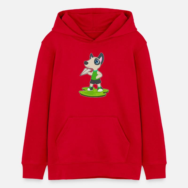 Avion en papier chien - Sweat à capuche ado bio Stanley/Stella - rouge