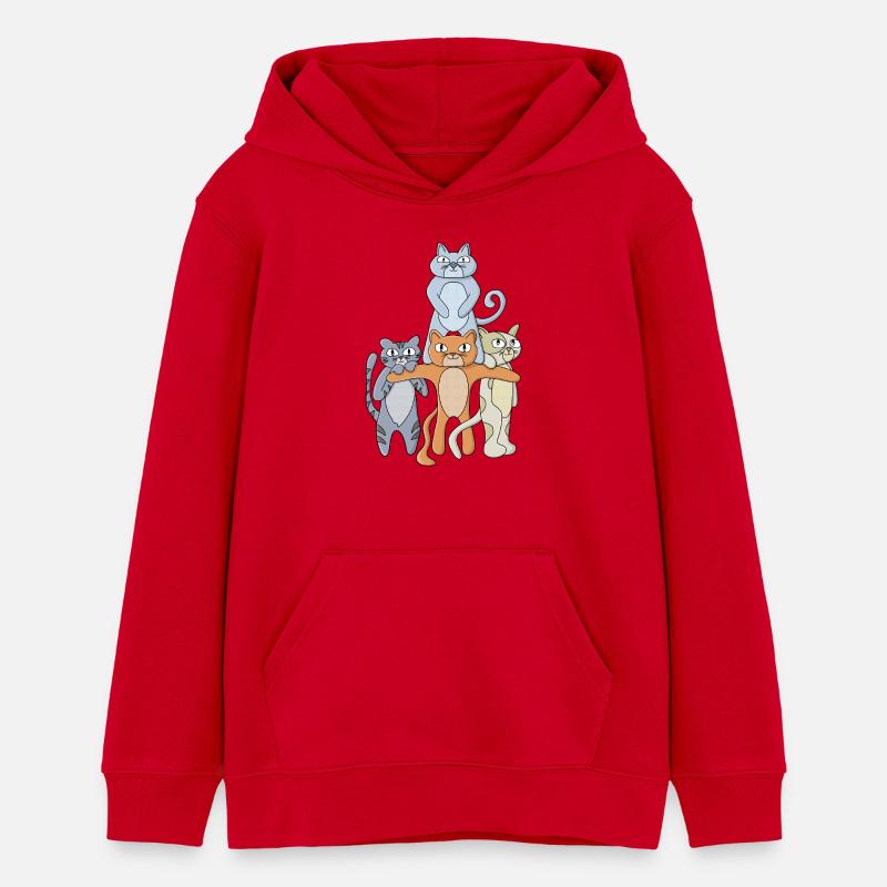 Les chats géniaux - Sweat à capuche ado bio Stanley/Stella - rouge