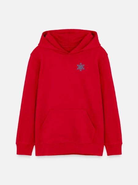 Schneeflocke bestickt - Teenager Organic Hoodie Mini Cruiser von Stanley/Stella - Rot