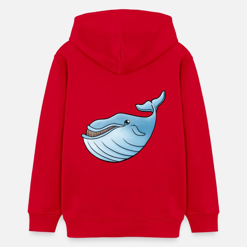 petite baleine bleue - Sweat à capuche ado bio Stanley/Stella - rouge