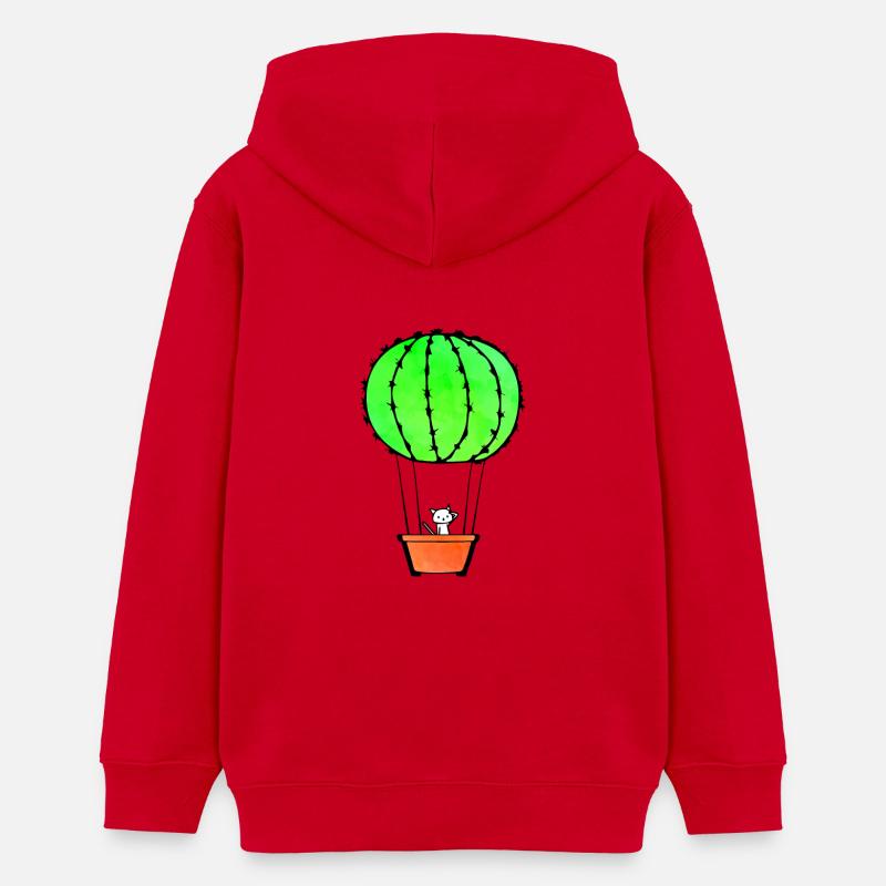 Chemise mignonne de Catcus avec le chat à l'intérieur d'une boule de cactus - Sweat à capuche ado bio Stanley/Stella - rouge