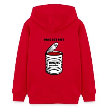 Was ist mit Tomaten passiert | Lustiger Spruch - Teenager Organic Hoodie Mini Cruiser von Stanley/Stella - Rot - Hinten - AI Model Teenager Female dark (150cm)