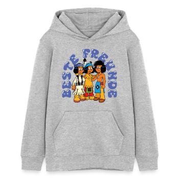Yakari, Regenbogen Und Kleiner Dachs Beste Freunde - Teenager Organic Hoodie Mini Cruiser von Stanley/Stella - Grau meliert - Vorne - AI Model Teenager Female light (150cm)