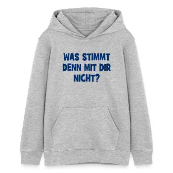 Was stimmt denn mit dir nicht? - Frage - Teenager Organic Hoodie Mini Cruiser von Stanley/Stella - Grau meliert - Vorne - AI Model Teenager Female light (150cm)