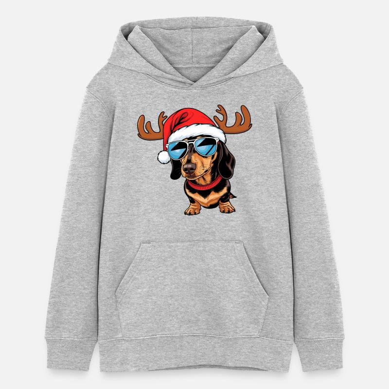 Teckel de Noël - Sweat à capuche ado bio Stanley/Stella - gris chiné