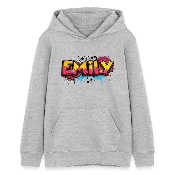 Emily Graffiti Cooler Name Vorname - Teenager Organic Hoodie Mini Cruiser von Stanley/Stella - Grau meliert - Vorne - AI Model Teenager Female light (150cm)
