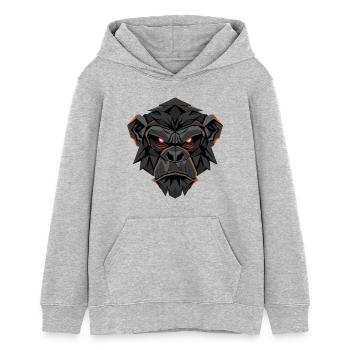 Neon Gorilla Lowpoly Gesicht - Teenager Organic Hoodie Mini Cruiser von Stanley/Stella - Grau meliert - Vorne - AI Model Teenager Female light (150cm)