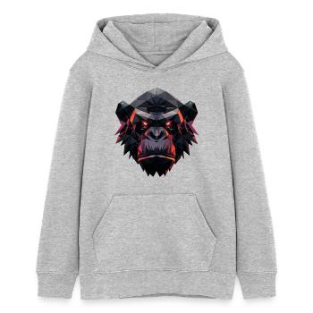 Gorille Prisme Tête Low Poly Art Design - Sweat à capuche ado bio Stanley/Stella - gris chiné - Devant - AI Model Teenager Female light (150cm)