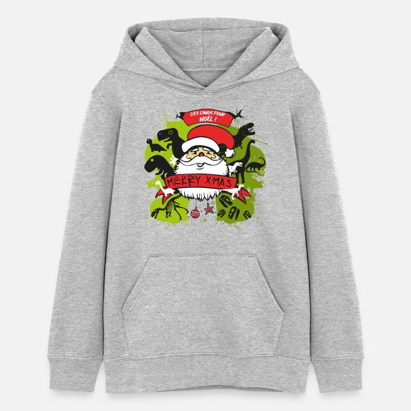 NOEL MERRY XMAS DINOSAURS - Sweat à capuche ado bio Stanley/Stella - gris chiné