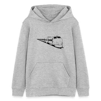 Eisenbahn Lok Design - Teenager Organic Hoodie Mini Cruiser von Stanley/Stella - Grau meliert - Vorne - AI Model Teenager Female light (150cm)