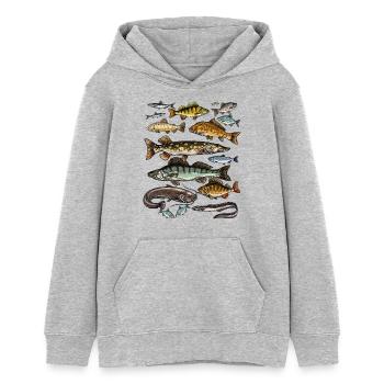 T-shirt pour Angler.Fishing Idée cadeau - Sweat à capuche ado bio Stanley/Stella - gris chiné - Devant - AI Model Teenager Female light (150cm)