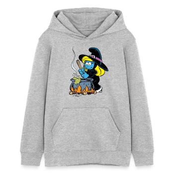 Smurfs Design Smurfette As A Witch - Teens Organic Hoodie by Stanley/Stella - heather grey - Front - AI Model Teenager Female light (150cm)