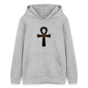 Egypte pharaon croisé - Sweat à capuche ado bio Stanley/Stella - gris chiné - Devant - AI Model Teenager Female light (150cm)