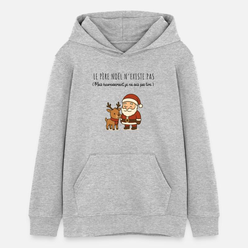 Père Noel n'existe pas Humour - Sweat à capuche ado bio Stanley/Stella - gris chiné