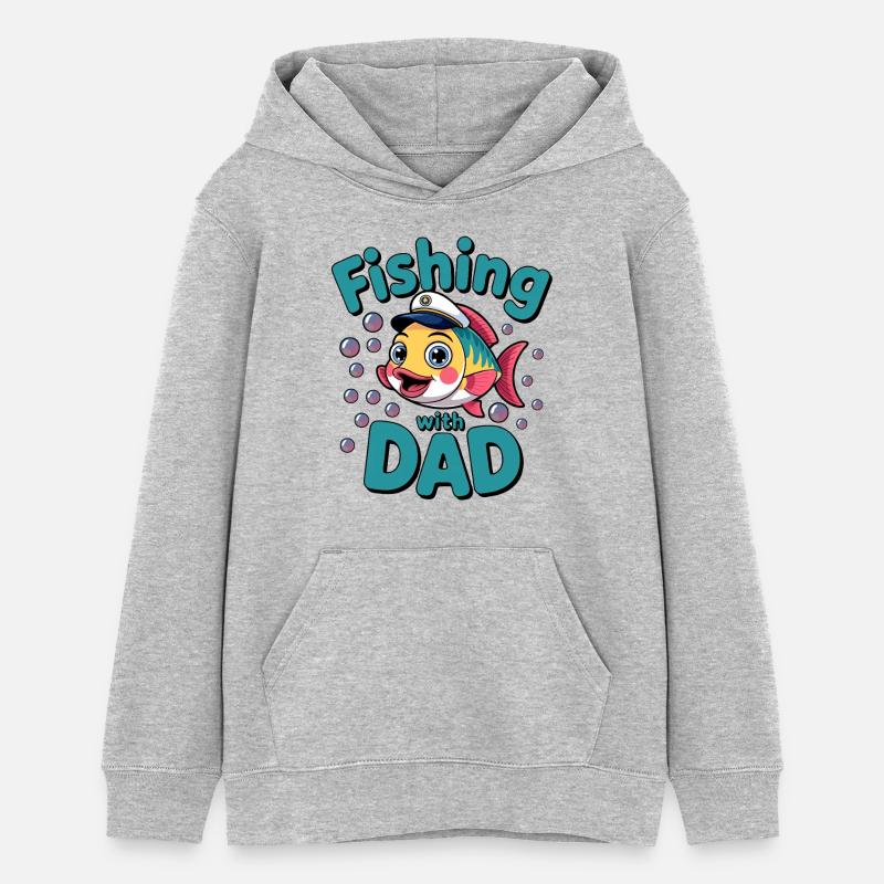 Pêche Pêche avec papa - Sweat à capuche ado bio Stanley/Stella - gris chiné