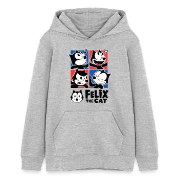 Felix The Cat Motif Carrelage Humeurs Variées - Sweat à capuche ado bio Stanley/Stella - gris chiné - Devant - AI Model Teenager Female light (150cm)