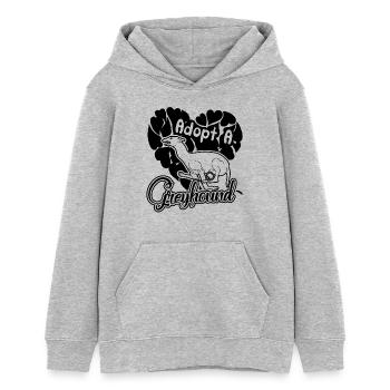 Adopt a Greyhound - Teens Organic Hoodie by Stanley/Stella - heather grey - Front - AI Model Teenager Female light (150cm)