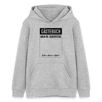 Gästebuch 69 Jahre alt 69. Geburtstag - Teenager Organic Hoodie Mini Cruiser von Stanley/Stella - Grau meliert - Vorne - AI Model Teenager Female light (150cm)