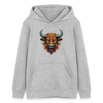 Bulle Portrait Taurus - Teenager Organic Hoodie Mini Cruiser von Stanley/Stella - Grau meliert - Vorne - AI Model Teenager Female light (150cm)