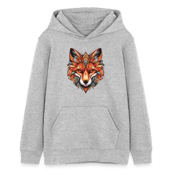 Fuchs Portrait - Teenager Organic Hoodie Mini Cruiser von Stanley/Stella - Grau meliert - Vorne - AI Model Teenager Female light (150cm)
